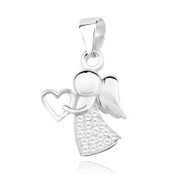 Pandantiv argint ingeras cu pietre si inima DiAmanti Z1303C-DIA (Argint 925‰ 1,3 g.)